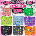 Crock Bags Big in 8 colours - Pink, Green, Lime Green, Blue, Purple, Black, Grey, Orange