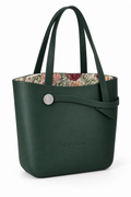 Cotton Road Tote Bag - Forest Green with Floral Lining